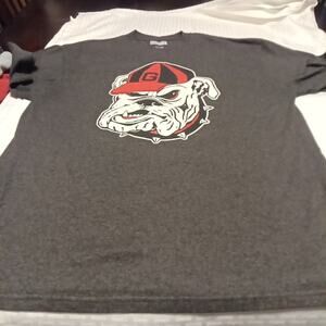 Ga Bulldogs T Shirt XL Men Short Sleeve Gray Front And Back Graphic Cotton Blend
